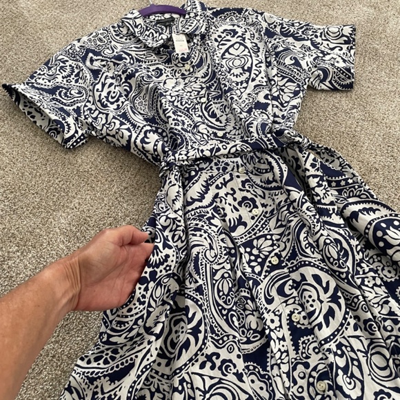 Navy/ white button dress - Picture 4 of 7